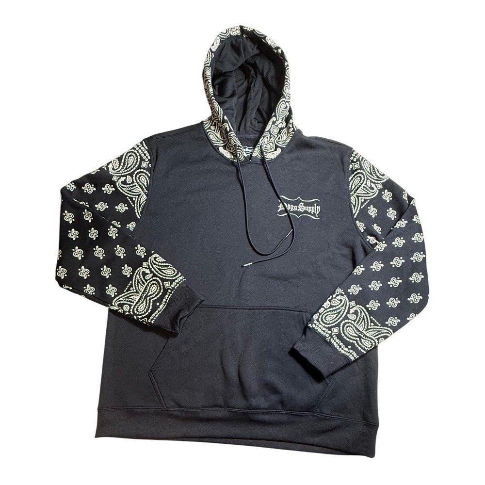 Dogg Supply by Snoop Dogg Mens XL Black Paisley Print Hoodie Pullover-2129